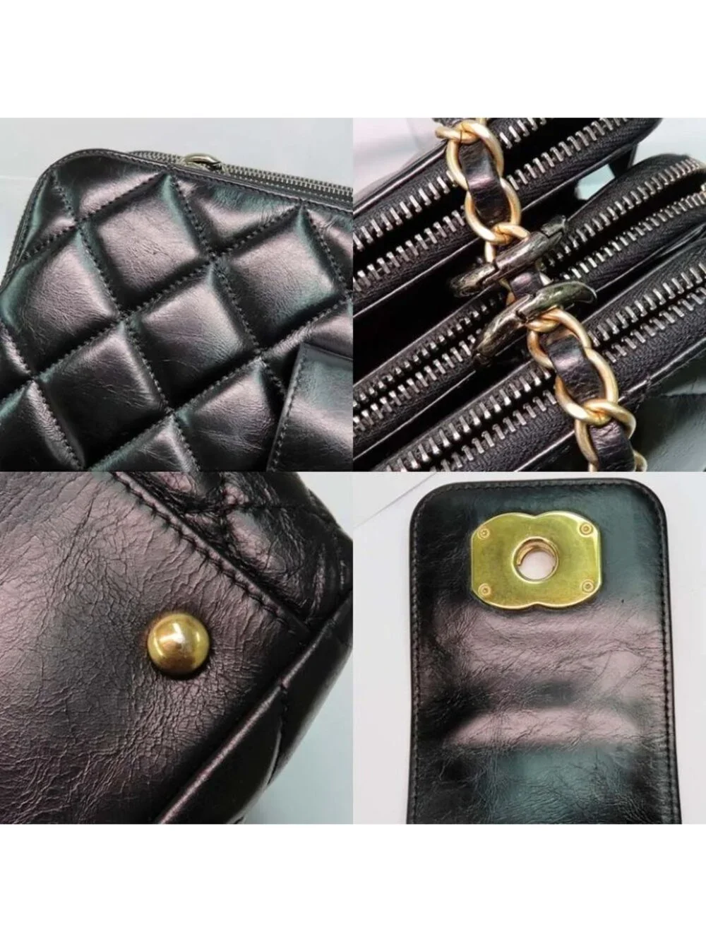 Chanel Quilted Chain Shoulder Bag Bow-ring Black Antique Hardware No - Picture 7 of 10